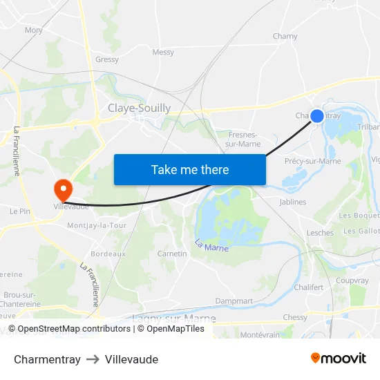 Charmentray to Villevaude map