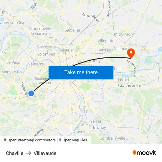 Chaville to Villevaude map