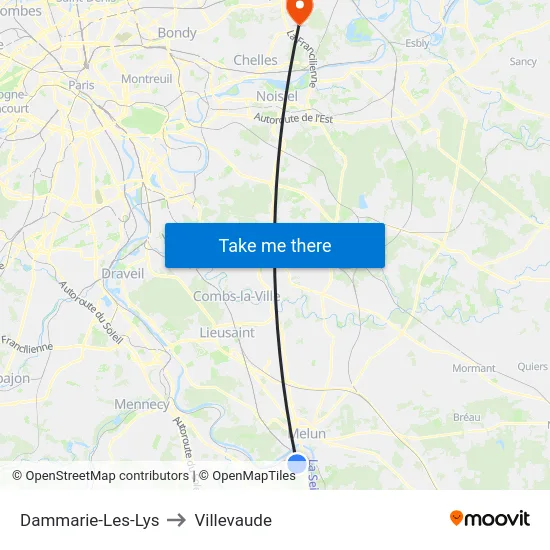 Dammarie-Les-Lys to Villevaude map