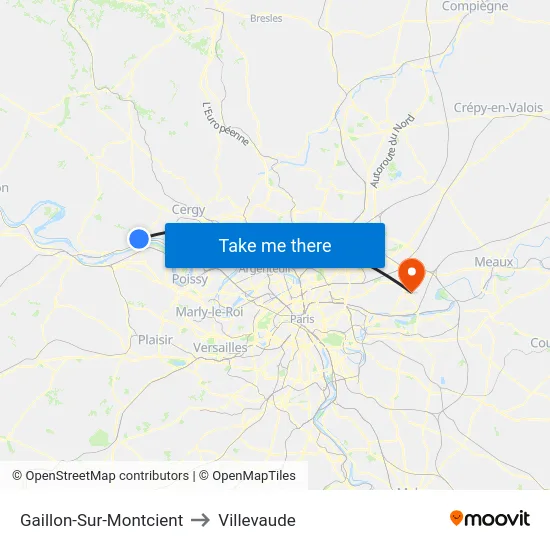 Gaillon-Sur-Montcient to Villevaude map