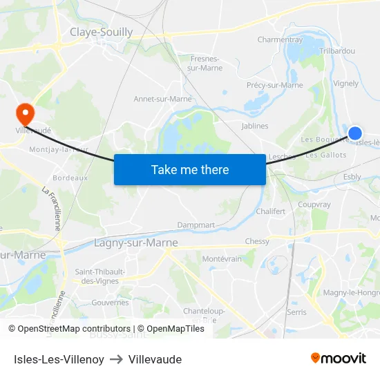 Isles-Les-Villenoy to Villevaude map