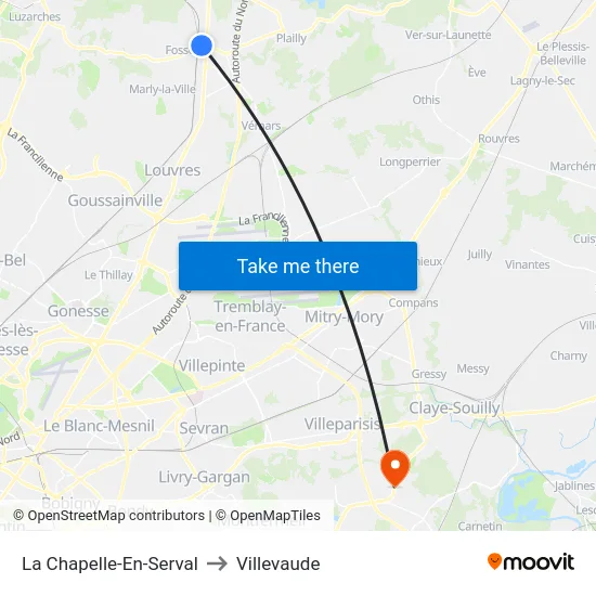 La Chapelle-En-Serval to Villevaude map