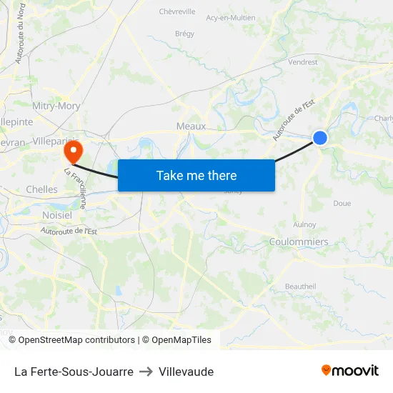 La Ferte-Sous-Jouarre to Villevaude map
