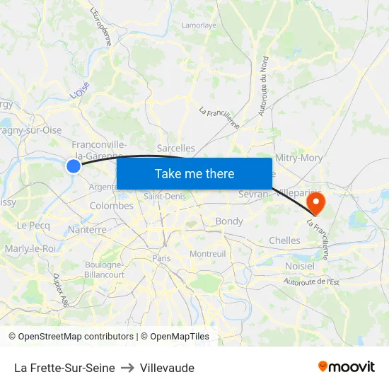 La Frette-Sur-Seine to Villevaude map