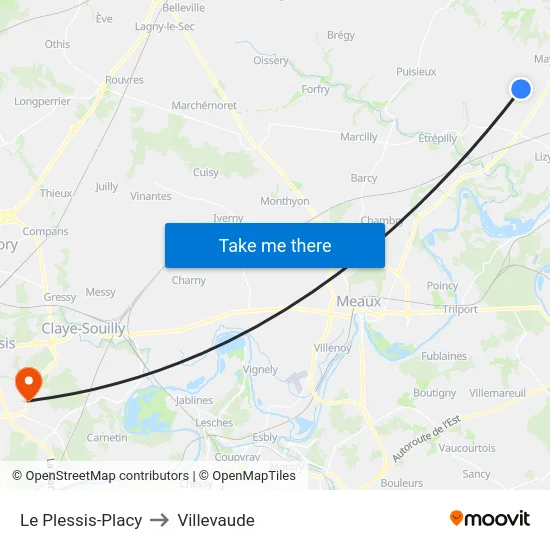 Le Plessis-Placy to Villevaude map