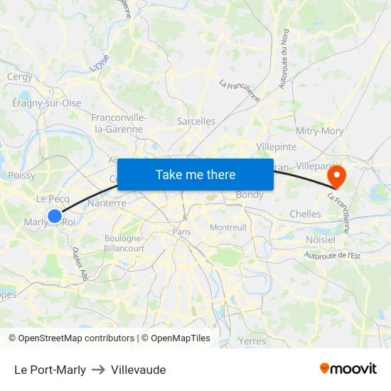 Le Port-Marly to Villevaude map