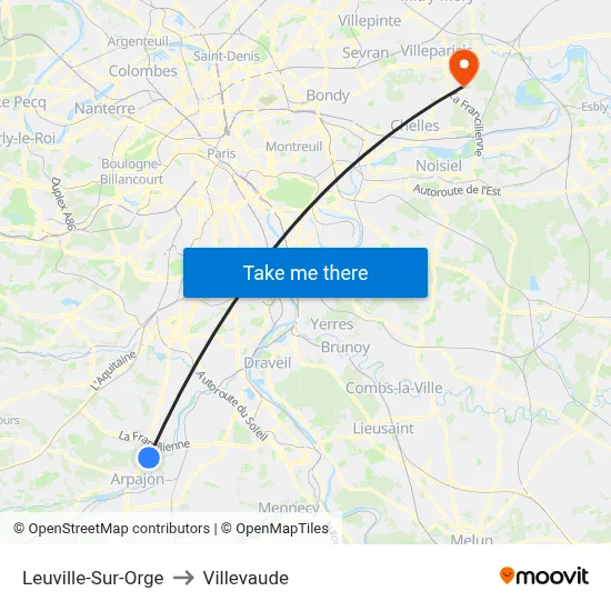 Leuville-Sur-Orge to Villevaude map