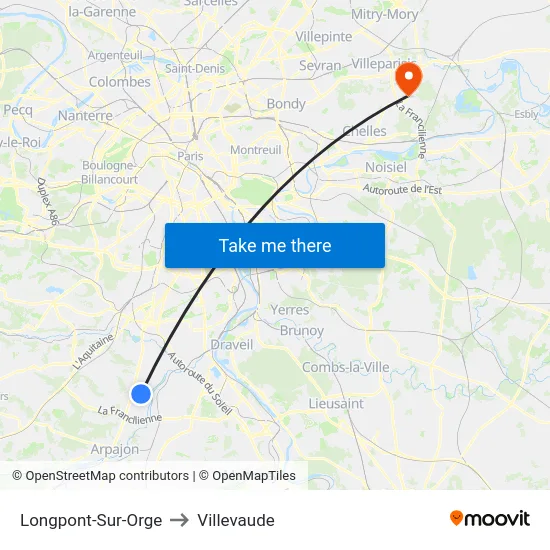 Longpont-Sur-Orge to Villevaude map
