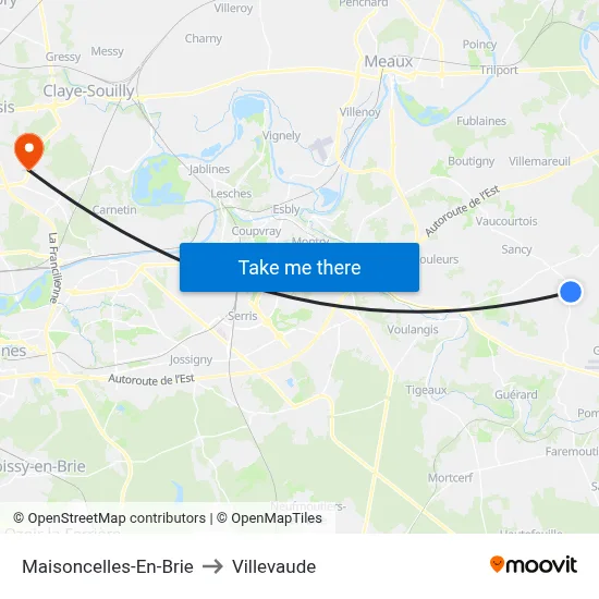 Maisoncelles-En-Brie to Villevaude map