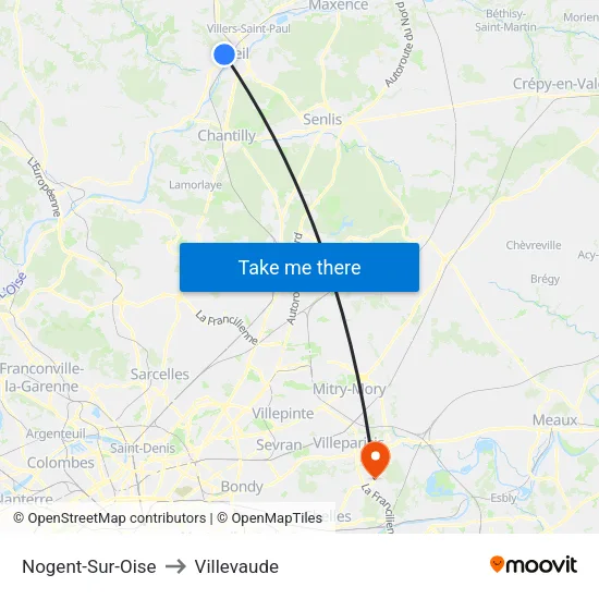 Nogent-Sur-Oise to Villevaude map