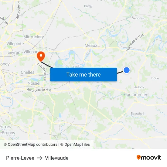 Pierre-Levee to Villevaude map