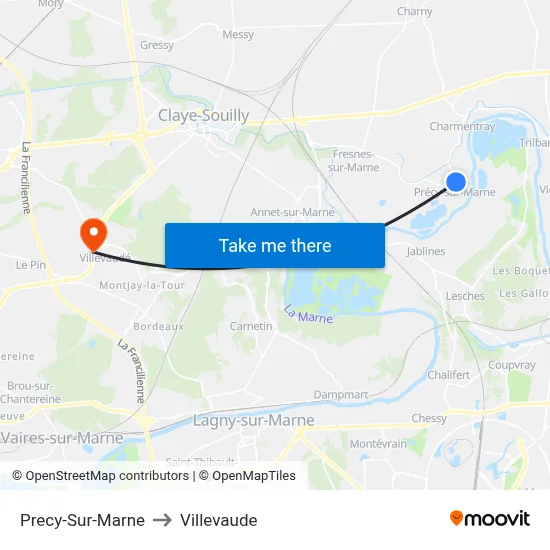 Precy-Sur-Marne to Villevaude map