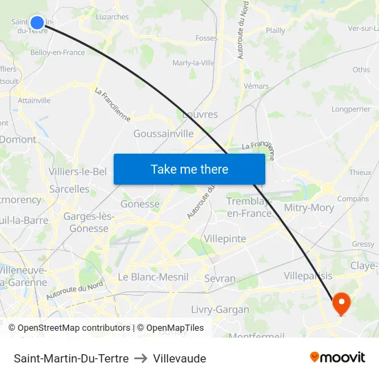 Saint-Martin-Du-Tertre to Villevaude map