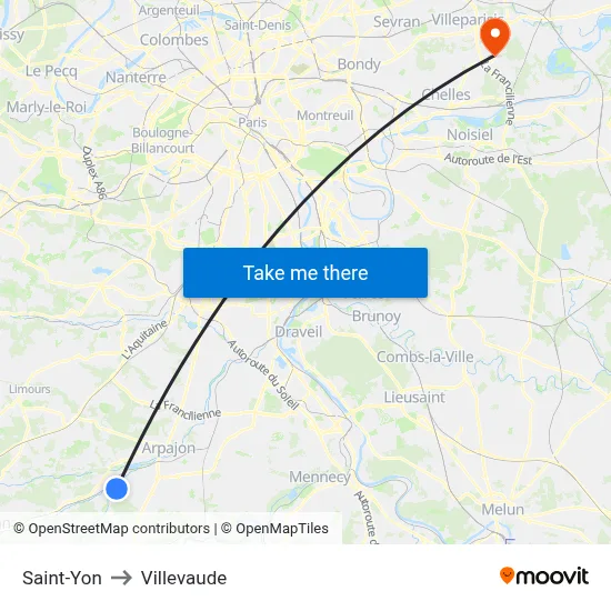 Saint-Yon to Villevaude map