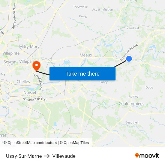 Ussy-Sur-Marne to Villevaude map