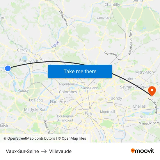 Vaux-Sur-Seine to Villevaude map
