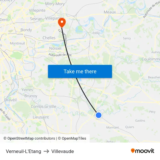 Verneuil-L'Etang to Villevaude map