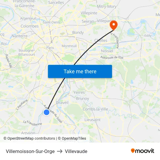 Villemoisson-Sur-Orge to Villevaude map