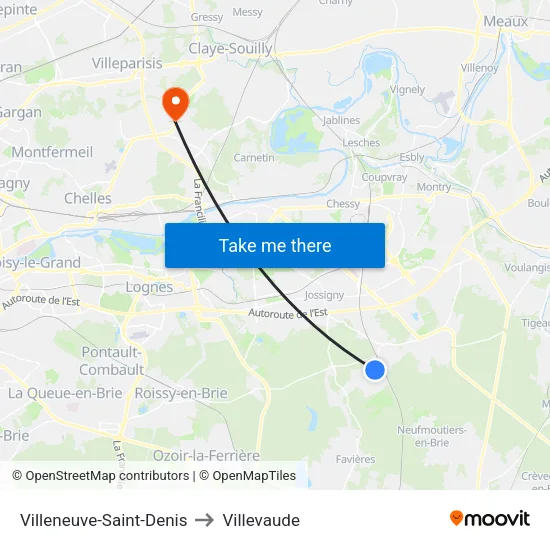 Villeneuve-Saint-Denis to Villevaude map