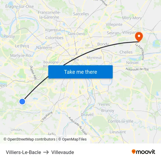 Villiers-Le-Bacle to Villevaude map