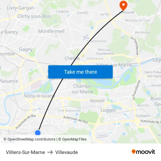 Villiers-Sur-Marne to Villevaude map