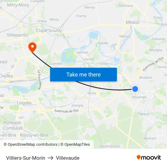 Villiers-Sur-Morin to Villevaude map