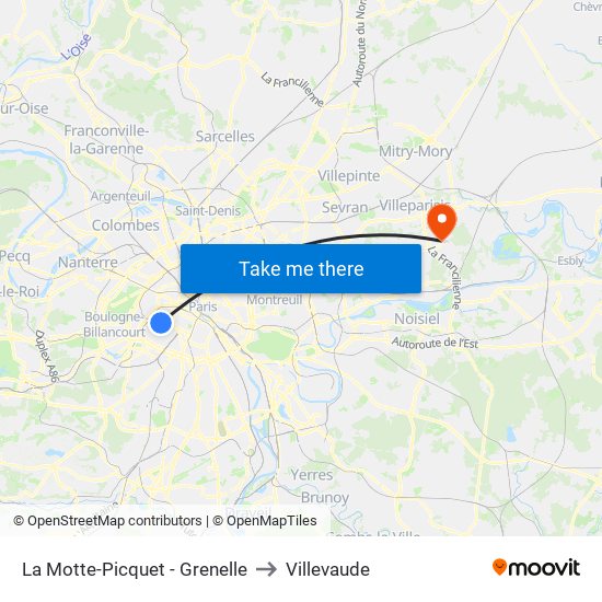 La Motte-Picquet - Grenelle to Villevaude map