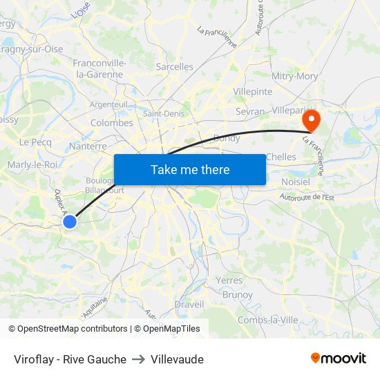 Viroflay - Rive Gauche to Villevaude map