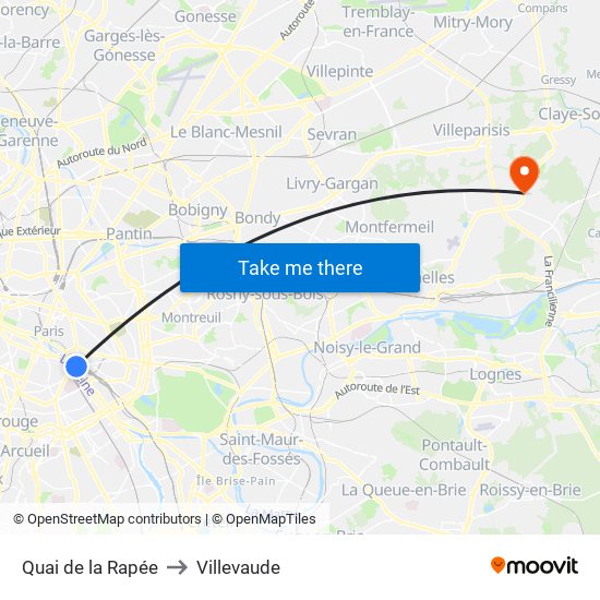 Quai de la Rapée to Villevaude map