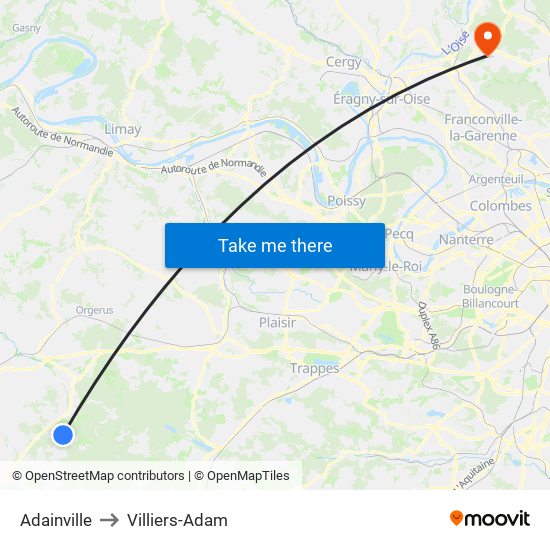 Adainville to Villiers-Adam map