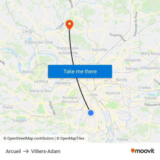 Arcueil to Villiers-Adam map