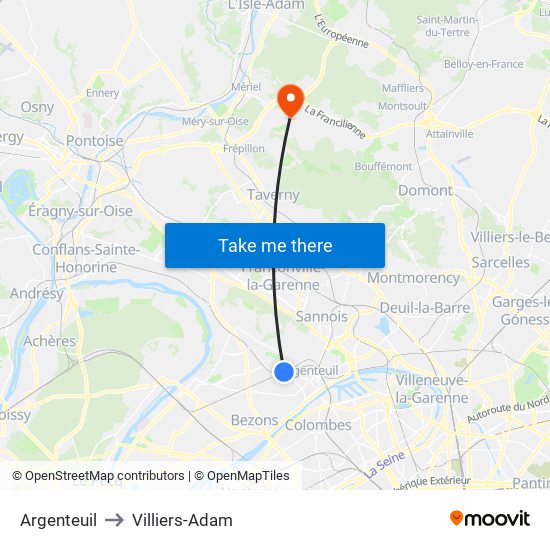 Argenteuil to Villiers-Adam map
