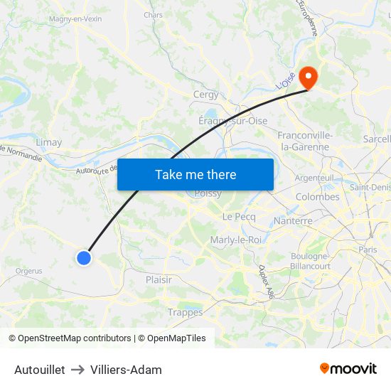 Autouillet to Villiers-Adam map