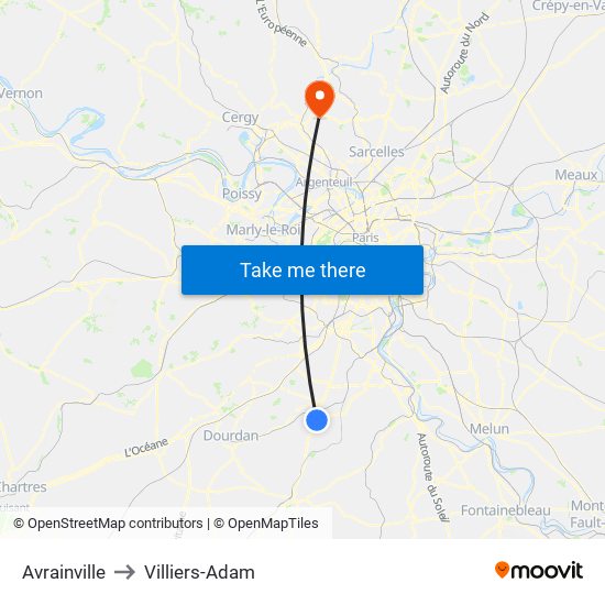 Avrainville to Villiers-Adam map