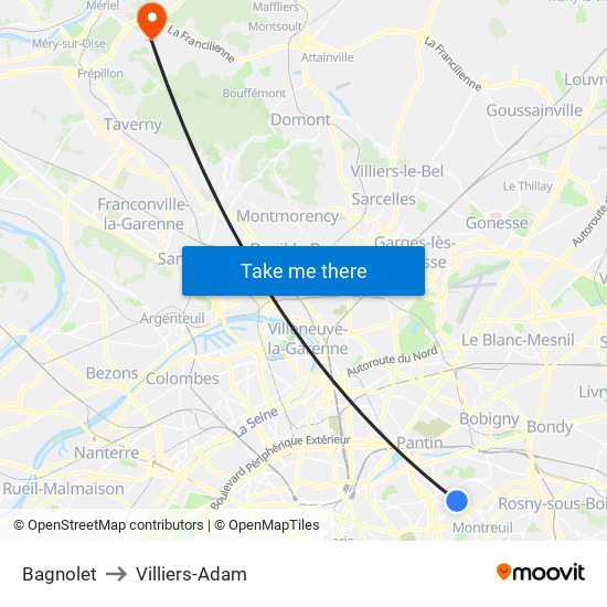Bagnolet to Villiers-Adam map