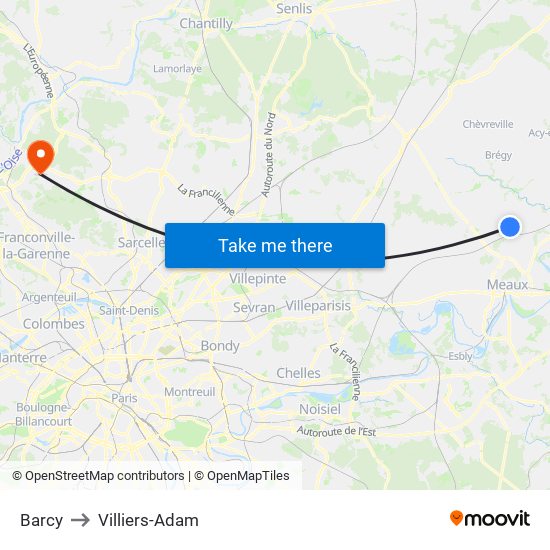 Barcy to Villiers-Adam map