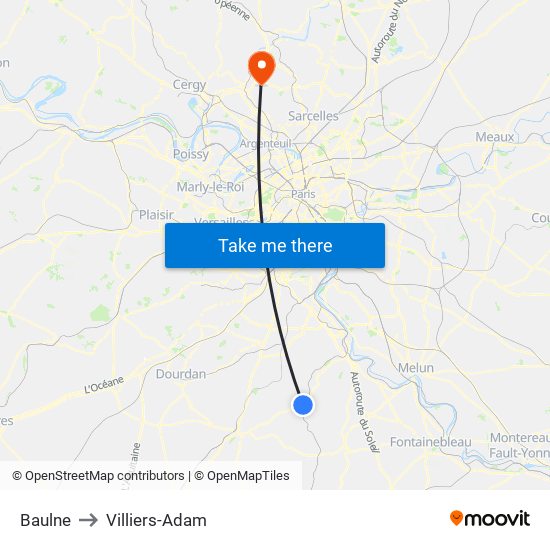 Baulne to Villiers-Adam map