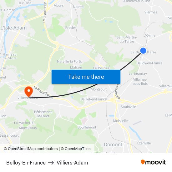 Belloy-En-France to Villiers-Adam map