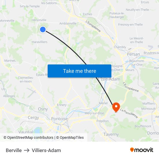 Berville to Villiers-Adam map