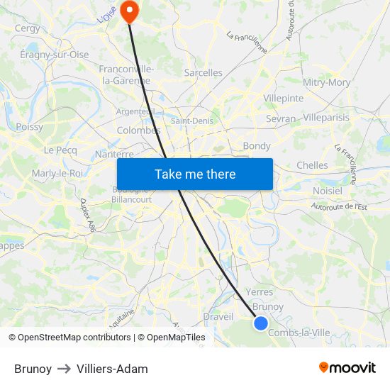 Brunoy to Villiers-Adam map