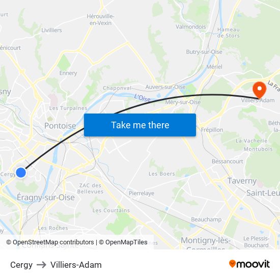 Cergy to Villiers-Adam map