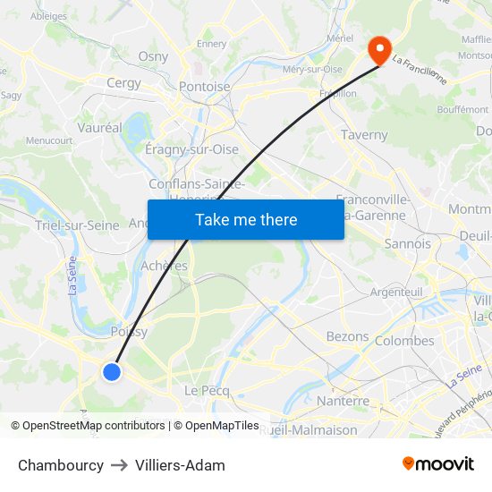 Chambourcy to Villiers-Adam map
