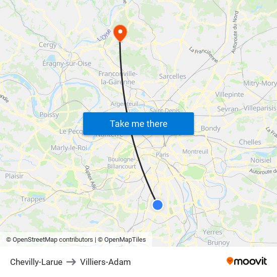 Chevilly-Larue to Villiers-Adam map