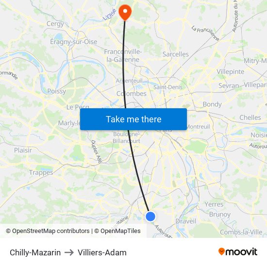 Chilly-Mazarin to Villiers-Adam map