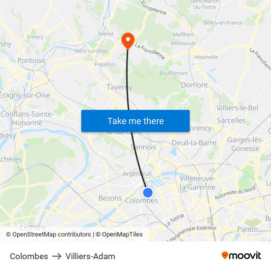 Colombes to Villiers-Adam map