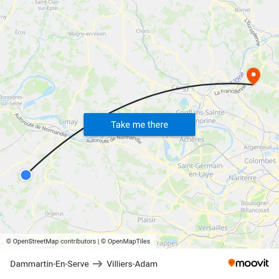 Dammartin-En-Serve to Villiers-Adam map