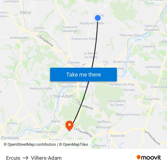 Ercuis to Villiers-Adam map