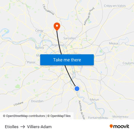 Etiolles to Villiers-Adam map