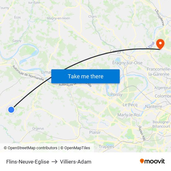 Flins-Neuve-Eglise to Villiers-Adam map