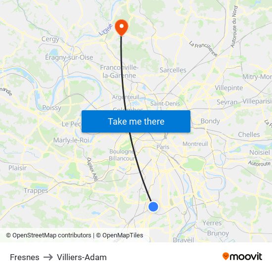 Fresnes to Villiers-Adam map